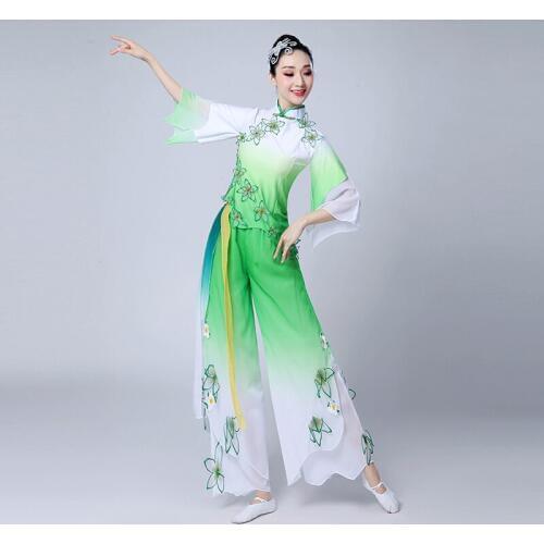 Chinese style Hanfu classical dance costumes suit adult female Yangko clothing style square dance costume