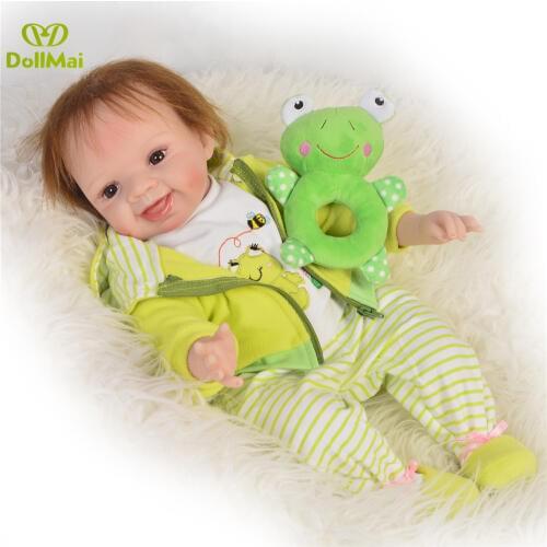 Bebes Reborn 22inch 55cm silicone reborn baby doll cute boy reborn babies child gift toy dolls bb reborn bonecas