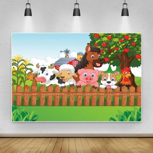 Laeacco Fence Farm Wild Animal Safari Theme Birthday Party Poster Baby Portrait Photography Backdrop Photo Background Photocall