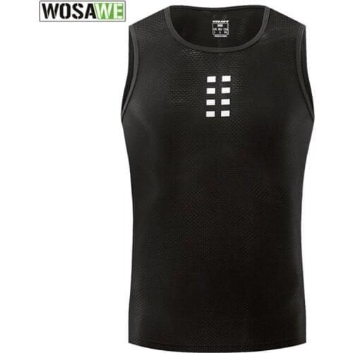 WOSAWE Lightweight Mens Undershirt Cycling Compression Bike Vest Reflective Breathable Bicycle Vest Sleeveless Cycling Shirt