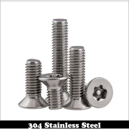 M4 M4*6 M4x6 M4*8 M4x8 M4*10 M4x10 304 Stainless Steel ss Torx Six Lobe Pin In Countersunk Flat CSK Head Machine Security Screw