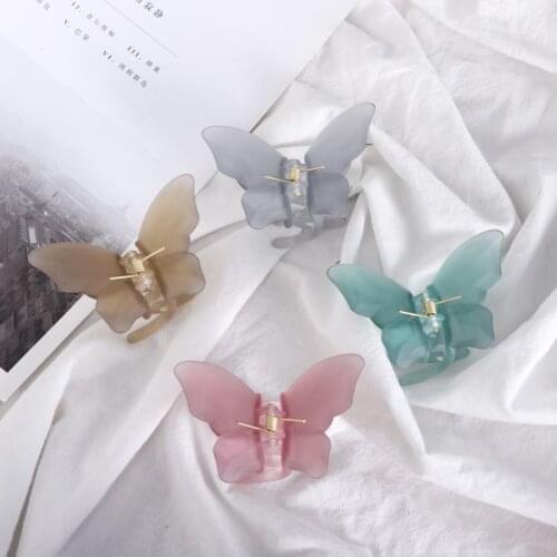 Mini Butterfly Hair Claw For Women Girls Acrylic Hair Accessories Scrub Black Hair Claw Clips Crab For Hair Simple Hair Clamps