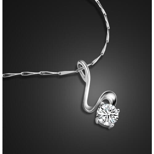 Fashion 100% 925 Sterling Silver Inlay Zircon lightning Pendant Necklace Women Jewelry Choker Birthday Christmas Gifts