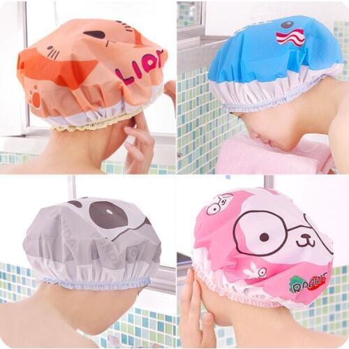 Cartoon Shower Cap Thickening Cap Waterproof Adult Womens PVC Shower Caps 5 Pieces/Lot