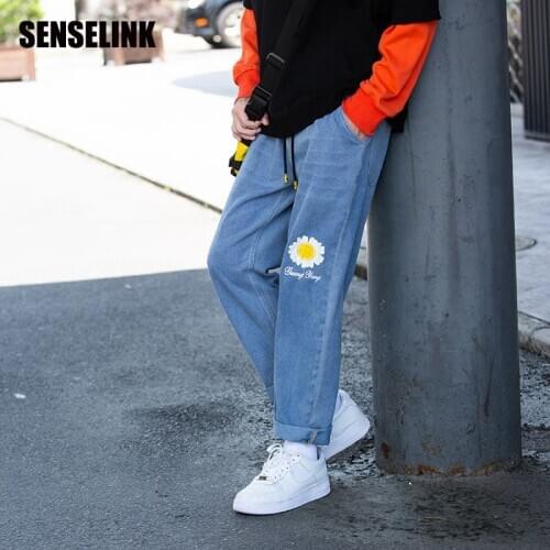 Mens Casual Fashion Trousers Classic High Quality Jeans Pants 2021 New Korean Brand Spring Summer Loose Straight Denim Pants