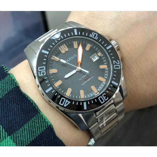 Parnis 43mm Black dial Sapphire crystal 21 jewels automatic mechanical movement mens watch Mechanical watches PA133-P8