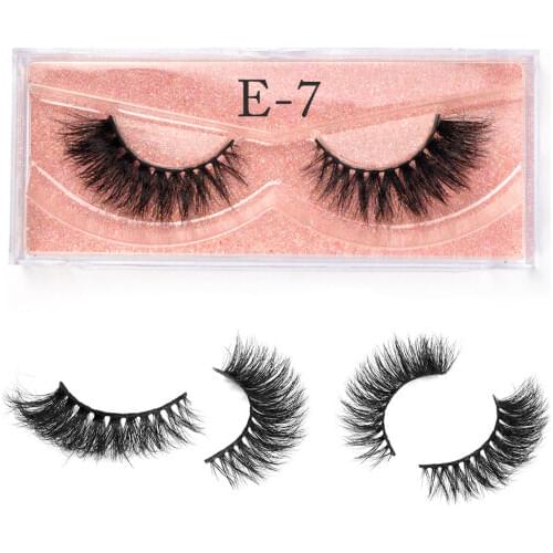 Soft Mink Hair 3D False Eyelashes Handmade Wispy Fluffy Long Lashes Nature Eye Makeup Tools Faux Eye Lashes #E-7