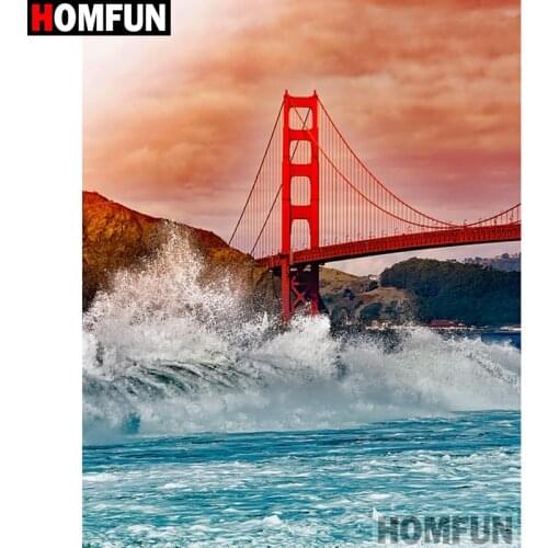 HOMFUN Full Square/Round Drill 5D DIY Diamond Painting "Scenic bridge" Embroidery Cross Stitch 5D Home Decor A16459
