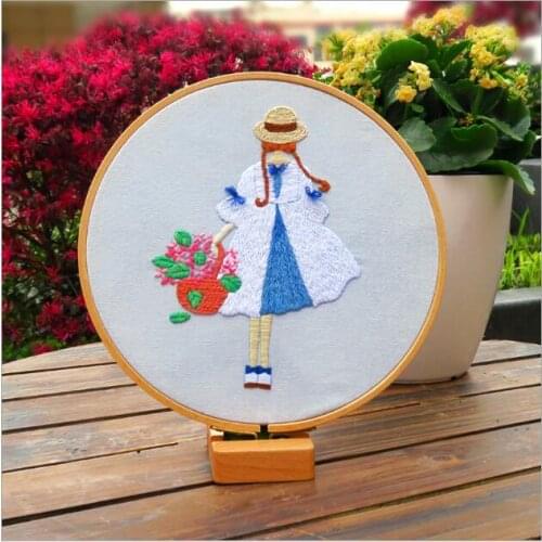 30x30cm Girl embroidery European embroidery kit simple three-dimensional embroidery Ribbon kit embroidery needlework