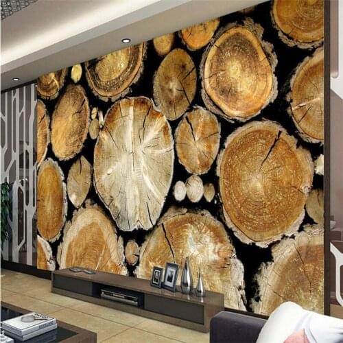 Beibehang modern wallpaper-3d background large painting Vintage wood stacked murales de pared hotel badroom wall mural for