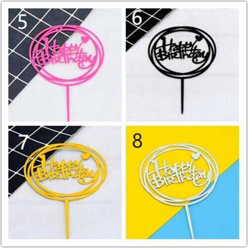 New 200pcs/lot Acrylic Cake Topper Golden Happy Birthday Cake Toppers For Kids Birthday Party Cake Decorations celebrate