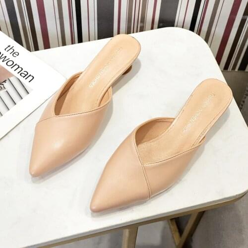 2021 New WomenS Shoes Summer Korean Style Pointed Toe Baotou Wear Half Drag Ladies With Sandals And Slippers