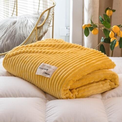Blankets for Beds Solid Yellow Color Soft Warm Square New style magic velvet warm blanket single layer blanket On the Bed
