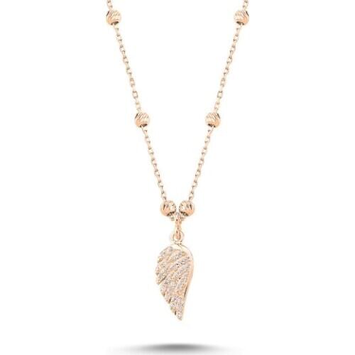 925 sterling silver rose rodajlı Angel Wing Necklace