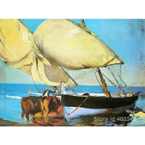 Landscape beach The sails Joaquin Sorolla y Bastida oil painting on canvas Handmade High quality