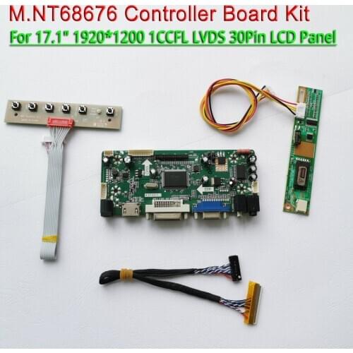 Fit LP171WU1 LP171WU3 1CCFL with keyboard 17.1" LVDS 30Pins VGA DVI 1920*1200 M.NT68676 LCD screen controller board DIY kit