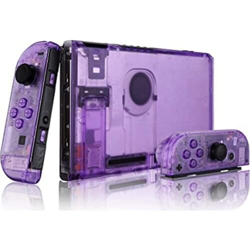 A Full Set of Transparent Atom Purple Back Panel With Shell For Nintendo Switch Console DIY Replacement Case for Nintendo Switch