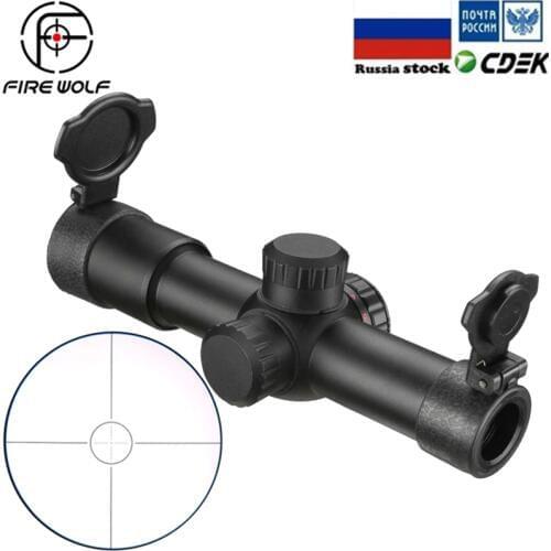 FIRE WOLF 4.5x20 E Mil-Dot Riflescope Hunting Rifle Scope Red Illuminated AK47 AK74 AR15 Riflescope With Flip-open Lens Caps