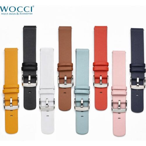 WOCCI Minimalism Top Grain Leather Watch Bands for Men and Women, Quick Release Replacement Bands, 18mm 20mm 22mm