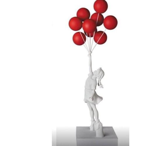 Luxurious Balloon Girl Statues Banksy Flying Balloons Girl Art Sculpture Resin Craft Home Decoration Christmas Gift