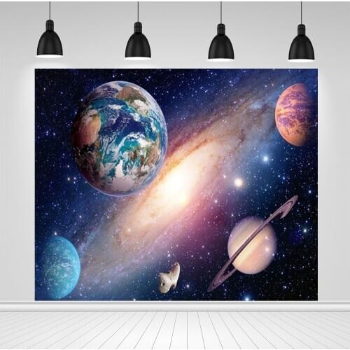 Scopiso Vinyl Universe Planet Space Children Baby Birthday Party Photograph Backdrop Boy Photocall Background Photo Studio