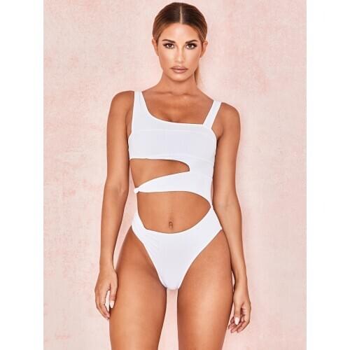 Xieshang Sexy solid bikini white one piece swimsuit women swiminwear hollow cut off swimming Monokini designer Bathing Suit 2020