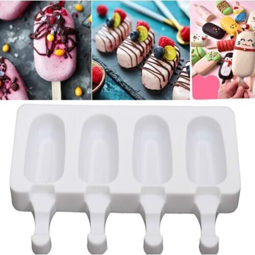 4 Cell Silicone Ice Cream Mold Popsicle Molds DIY Homemade Desser Juice Maker Ice Mould Bakeware kitchen Tools