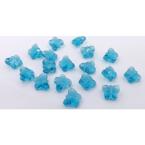 QIAOHE 50pcs Glass Crystal Butterfly Beads Loose Beads Sky blue 10 x 8mm For Fashion jewelry Making #QHGZ55