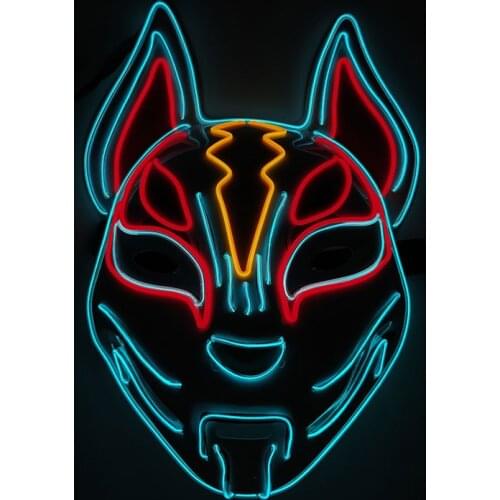 Glowing Rechargeable LED Mask Cosplay Party Supplies Luminous Fox Mascara EL Wire Mask For Halloween Christmas Decoration