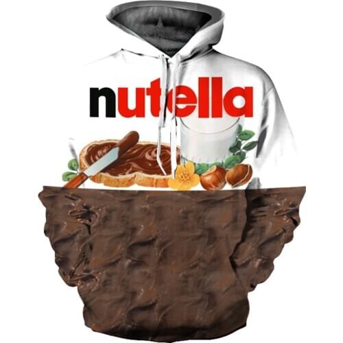 New 3D Sweatshirts Hoodies Women/Men Oversized Hoodie Print Nutella Food Christmas Tie Die Casual Style Brand Pullovers Tops