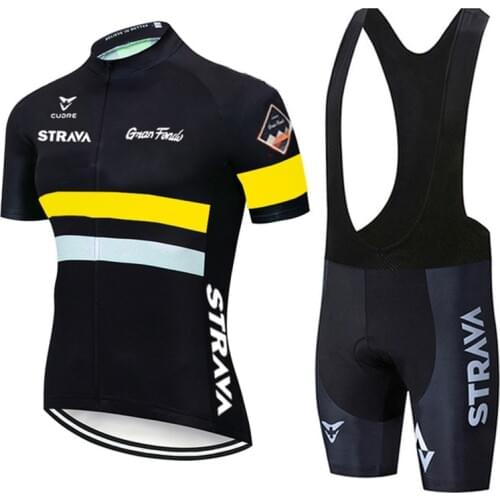 Cycling Jersey 2021 Team STRAVA Ropa Ciclismo Hombre Summer Short Sleeve Jerseys set Cycling Clothing Triathlon Bib Shorts Suit