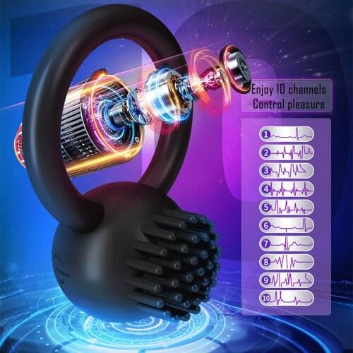 Vibration Ring 10 Frequency Men Delayed USB Charging Vibration Ring Adult Products Resonance Lock Ring Sex Toy For Men Fit Penis