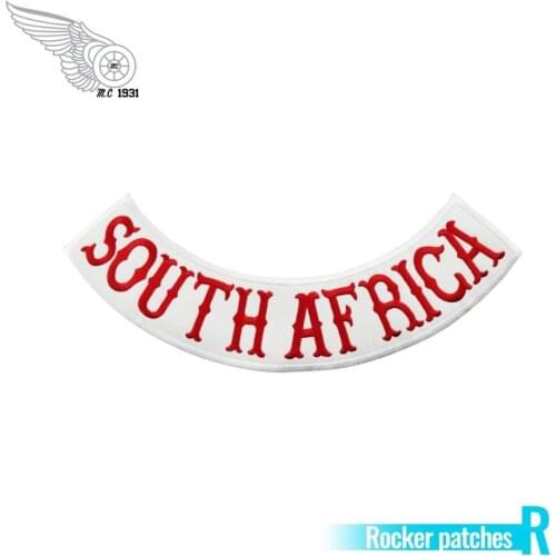 South Africa cheap customized text logo garment labels biker rocker military patches clothing decoration front cloth stickers