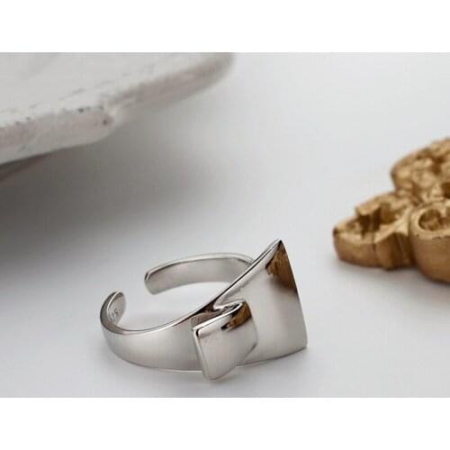 9.7g S925 sterling silver jewelry Open Ring Minimalist Fashion Bow Wide Female Geometric Open Ring Party Fine Jewelry Gift