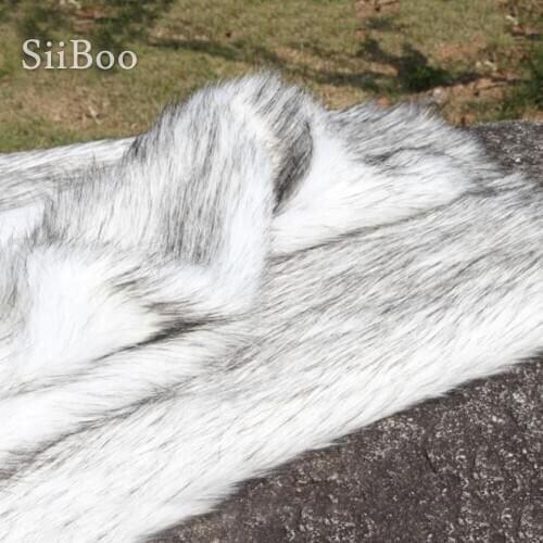 White 4cm plush faux fur fabric for winter coat vest stage cosplay black top dyed fur fabric tissue DIY 170*50cm 1pc SP5605
