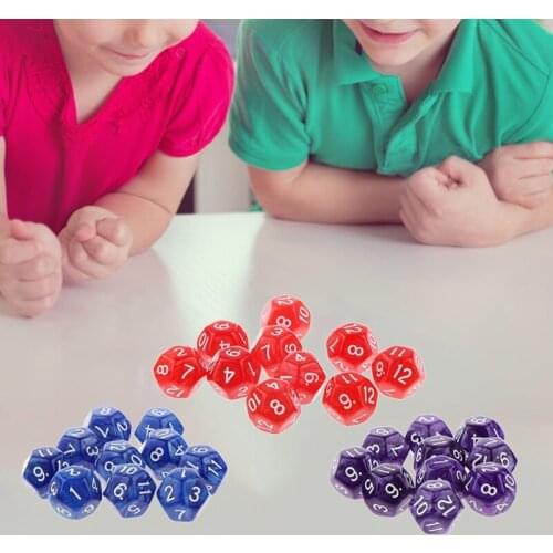 10pcs 12 Sided Dice D12 Polyhedral Dice Family Party D&D RPG Board Game Accessories Pub Club Game Acrylic Dice RXBB