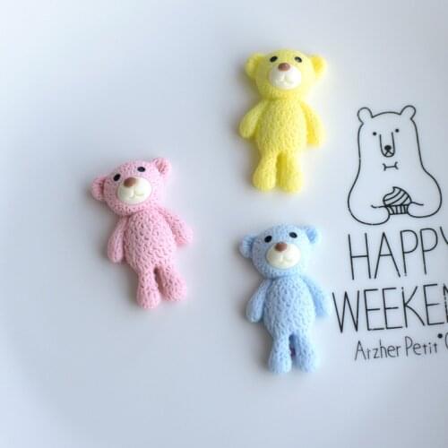 10Pcs/lot Cute Bear Flat back Resin Cabochon Kawaii Characters Hair Bows Center Accessories DIY Scrapbooking Decoration 18x31mm