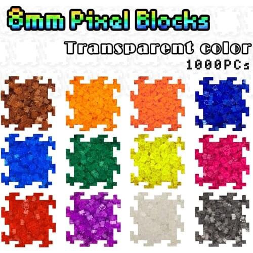 3D Transpare Color Pixel Blocks 1000pcs 8*8mm Micro Diamond Building Blocks DIY Puzzle Childrens Toy Educational For Kids Gifts