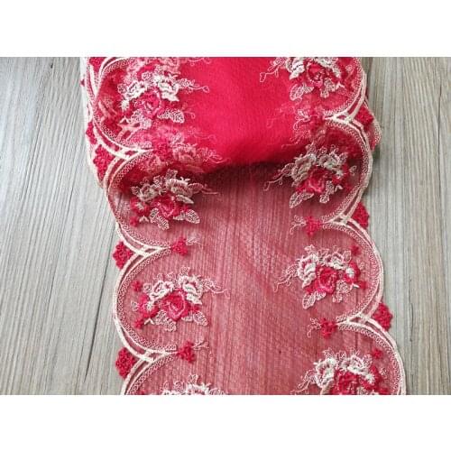 11Yards Embroidered Wedding Lace Trim Fabric Sewing Ribbon Two Tones Pink Red Fabric Curtains Laces Fabric Garment Accessories