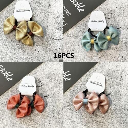 16pcs/set Baby Girls 4CM Bows Hair Ties Elastic Hair Bands Ponytail Holders Hair Accessories for Infants Toddlers Headwear
