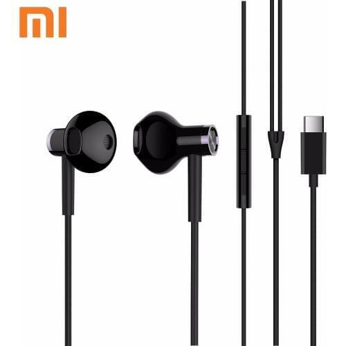 2018 New Xiaomi Mi Dual Driver Earphones Type-C MEM Mic Tenacity Wire Control Half-In-Ear Earphone DC Dynamic