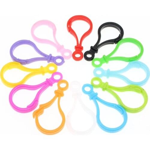 CHONGAI 50pcs New Plastic Multicolor acrylic clasps colorful omnipotent buckle Key ring DIY chaining Luggage accessories