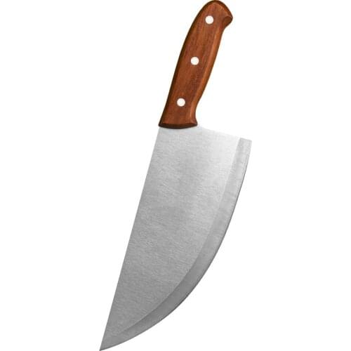 Stainless Steel 8 Inch Chef Knife Slicing Butcher Knife Meat Cleaver Curved Wood Handle Chinese Cleaver Kitchen Cooking Knife