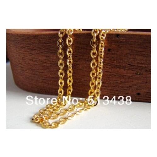 Free DHL 100 meters hot sale 18K Gold plated fashion Stainless Steel 3mm oval ROLO chains.jewelry finding DIY necklace in Bulk