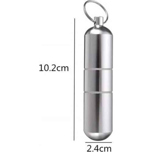 Cigarete Case Pill Toothpick Capsule Holder With Keychain Mens Gift Silver Aluminum Alloy Cigarette Box Waterproof