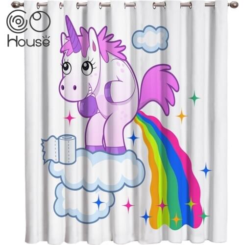 Unicorn Rainbow Curtain Lights Decor Bathroom Indoor Decor Kids Curtain Panels With Grommets Curtains And Drape