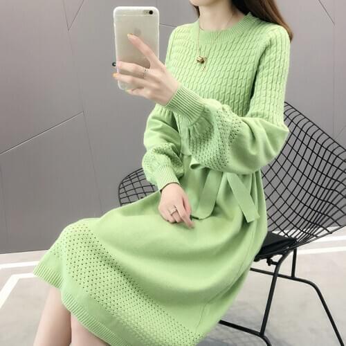 Long Knitted woman dress Long Slim Pullover Sweater Dress New Loose dresses for women Knit Dress Autumn Winter Womens Clothing