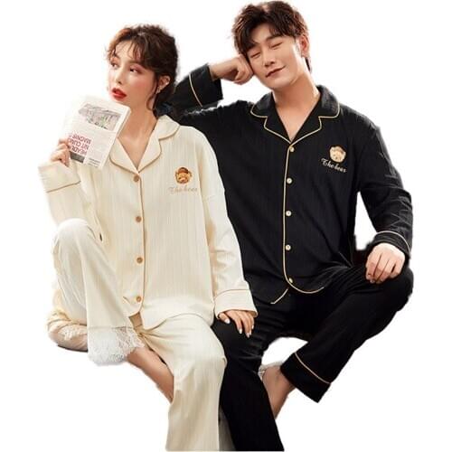 Lovers Pajamas Cotton Pajamas Suit Lovers Pajamas Family Pajamas Lovers Pajamas Men And Women Leisure Home Wear