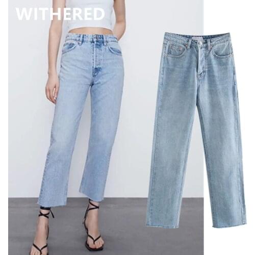 Jenny&Dave boyfriend jeans INS high street vintage washed high waist mom jeans woman high waist jeans straight burrs for women