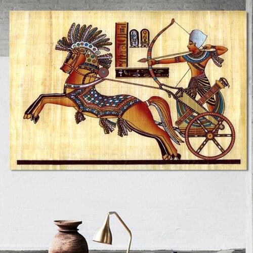 Egyptian Backdrop Antique Hieroglyphs Weapons Queen Pay Tribute Ancient Elements of Egypt Canvas Painting Wall Art Décor